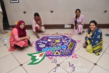 Udupi: Women Police Shine in Vibrant Rangoli Competition Ahead of Independence&nbsp;Day