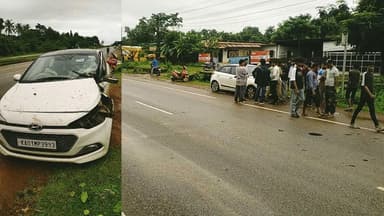ನಿಯಂತ್ರಣ ಕಳೆದುಕೊಂಡು ವಿದ್ಯುತ್ ಕಂಬಕ್ಕೆ ಡಿಕ್ಕಿ ಹೊಡೆದ&nbsp;ಕಾರು