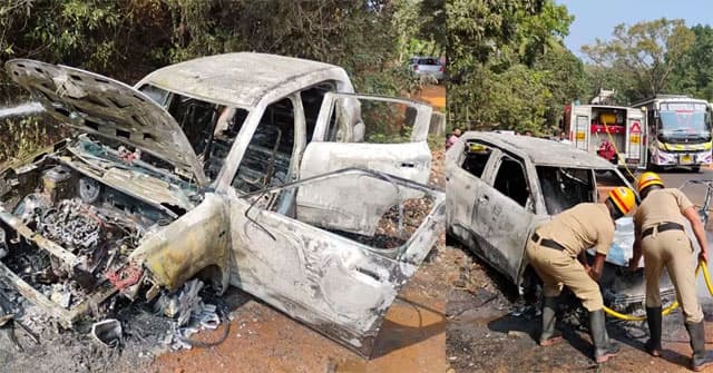 ಕುಂದಾಪುರ: ಹೆಮ್ಮಾಡಿ-ಕೊಲ್ಲೂರು ರಸ್ತೆಯಲ್ಲಿ ಚಲಿಸುತ್ತಿದ್ದ ಕಾರು ಹಠಾತ್ ಬೆಂಕಿಗೆ&nbsp;ಆಹುತಿ